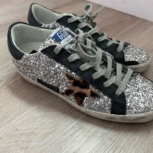 Steal!!! Authentic golden gooses super-star glitter sneakers, LIKE NEW. Size 39